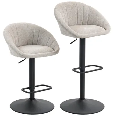Immagine prodotto di Set 2 Sgabelli da Bar 53,5x46x103 cm con Altezza Regolabile e Seduta Girevole in Tessuto Beige