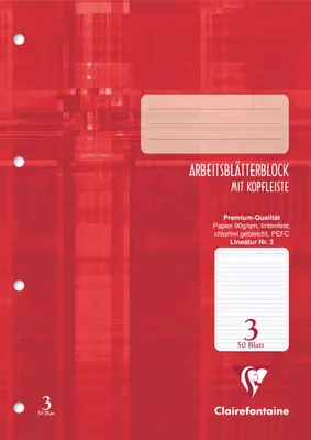 Produktbild von Clairefontaine Arbeitsblätterblock Lin3 einger 50Bl