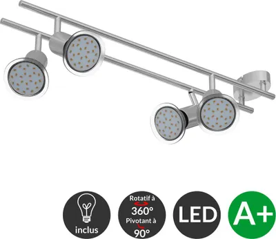Image de Monzana Plafonnier LED 1 à 4 Ampoules 3 W 300 LM 360° et orientable à 90°, 4 Flammig