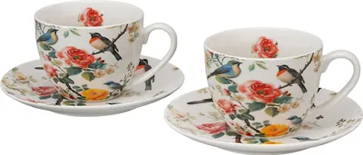 Produktbild von DUO Flowers Classic APRIL 2er-Set Tassen 270 ml mit Untertassen, New Bone China Porzellan