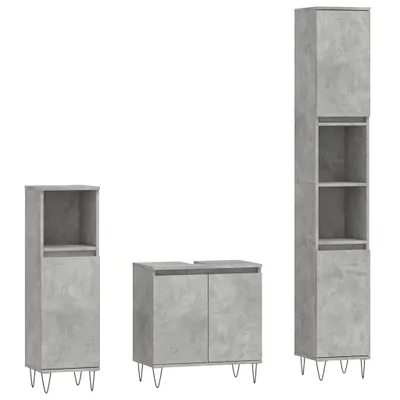 Produktbild von 3-tlg. Badmöbel-Set Betongrau Holzwerkstoff