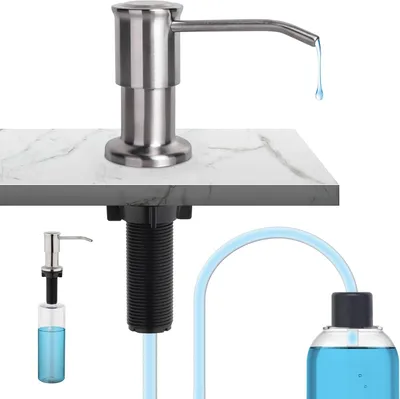 Productafbeelding van Zeepdispenser voor de keuken - Keukendispenser - Met 500 ml fles en 1-0 m verlengslang - Geborsteld