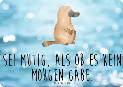 Produktbild von Mr. & Mrs. Panda tafel Schnabeltier Mut DIN A6 - Oceanblue - Geschenk, Schild, Neustart, Meer, Blechschild, Raodtrip, Türschild, Magnetschild, Wandbild, Arbeit, Weltreise