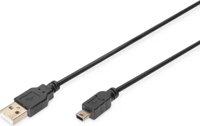 Produktbild von DIGITUS USB 2.0 Anschlusskabel Typ A -mini B St/St 1.0m, sw