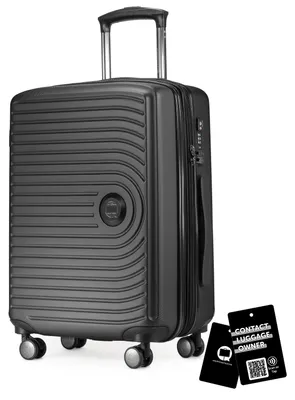 Immagine prodotto di Mitte - Valigia da bagaglio a mano + etichetta digitale, trolley da cabina XL estensione bagaglio a mano valigia rigida aereo Carry-On 55 L TSA,Grafite