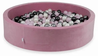 Produktbild von Trockenbecken 130x30cm Velvet Soft Pink mit 600 Bällen: Hellrosa Perle, Silber, Metallic Graphit, Perle
