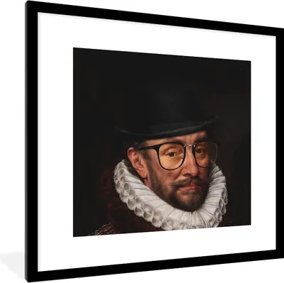 Produktbild von MuchoWow® MuchoWow® Gerahmtes Poster Wilhelm von Oranien - Kunst - Brillen 40x40 cm - Poster mit zchwarzem Bilderrahmen - Poster - Plakat im Rahmen