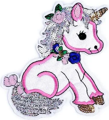 Produktbild von Aufbügler  Aufnäher Einhorn  12x12cm  Applikation  Pailletten  Einhorn