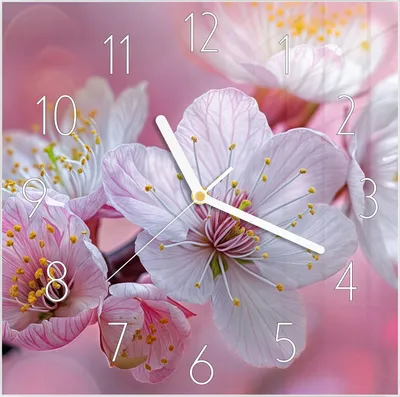 Produktbild von Wanduhr aus Glas mit Motiv Kirschblüten- 30 x 30 cm - inkl. Aufhängesystem