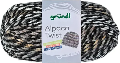 Produktbild von 100 Gramm Gründl Alpaca Twist 04 schwarz-walnuss-weiß