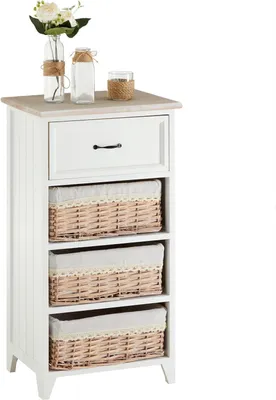 Produktbild von Kommode PROVENCE in weiß, Vintage, mit 1 Schublade und 3 Körben, Landhaus