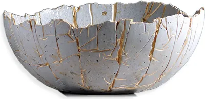 Produktbild von Designer-Schale, Obstschale, Schale  aus Feinzement, 27 cm Durchmesser, (goldfarben)