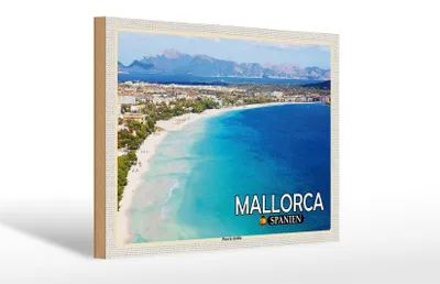 Produktbild von Holzschild Reise 30x20cm Mallorca Spanien Playa de Alcúdia Strand