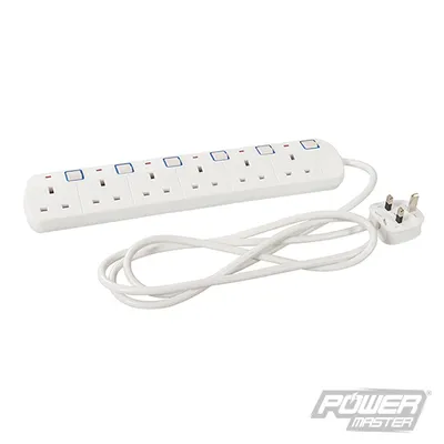 Obrázek produktu pro Vícenásobná zásuvka s vypínači a kontrolkou, 230 V 6 zásuvek, 2 m