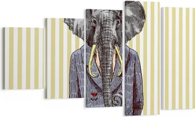 Produktbild von Bild auf Leinwand - Leinwandbild - Elefant Anzug Abstraktion Abbildung - 100x60cm - Wand Bild - Wanddeko - Leinwanddruck - Bilder - Kunstdruck - Leinwand bilder - Wandkunst - EG100x60-3209