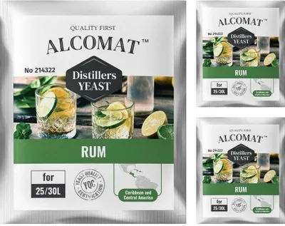 Produktbild von Rum Distillers Yeast ALCOMAT Alkohol Hefe | Gärhefe | Brennhefe | Rum Destillation | Alkoholtoleranz bis 13-14% 3er Set
