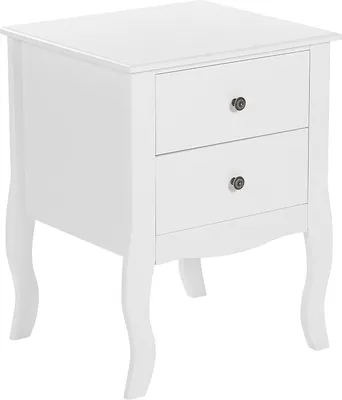 Produktbild von BELIANI Nachttisch Weiß MDF-Platte 45 x 40 x 58 cm Skandinavisch Modern Klassisch 2 Schubladen Schlafzimmer