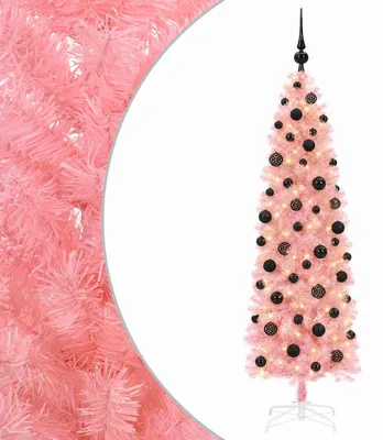 Image de vidaXL : Sapin de Noël artificiel élancé avec décorations de boules, 180 cm