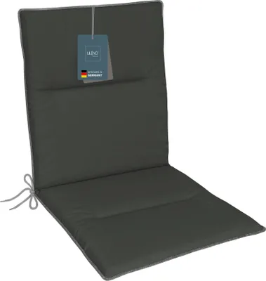 Produktbild von LILENO HOME Gartenstuhl Auflagen als [1er Set - Niedriglehner] in Anthrazit + Keder Grau - bequeme Liegen als Sitzauflagen für Gartenmöbel - Stuhlkissen für Gartenstühle und Klappstühle