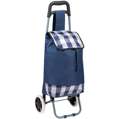 Produktbild von Einkaufswagen Auf Rädern Mit Gestell 31L Blau Und Weiss