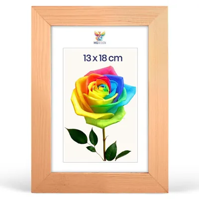 Obrázek produktu pro MG Design, rámeček na fotografie, 13 x 18 cm – fotorámeček s rámem z přírodního dřeva (masivní dřevo) a odolným akrylovým sklem, vhodný k zavěšení i k postavení