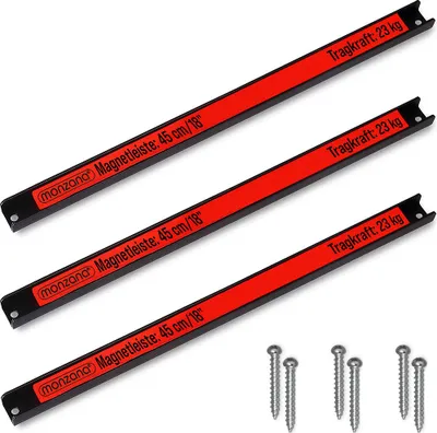 Image de DEUBA® 3x Barre magnétique pour outils 45 cm aimant puissant rangement outils barre aimantée murale charge max. 23 kg