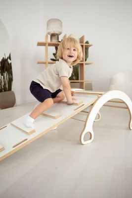 Produktbild von Kleine Montessori Bogenwippe Kletterbogen + kleine LEITER Rutsche