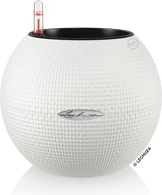 Produktbild von LECHUZA-Pflanzgefäß PURO Color 20 Weiß | Tischgefäß mit Bewässerungssystem und Pflanzeinsatz | Webstruktur-Optik | Ø 20 x 16 cm | 13360