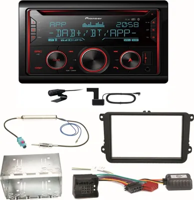 Produktbild von Pioneer FH-S820DAB DAB+ USB Bluetooth Einbauset für Seat Leon Alhambra Altea XL