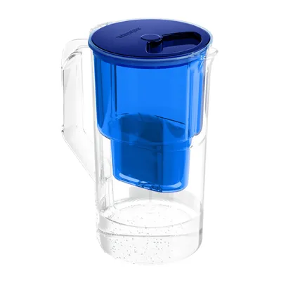 Zdjęcie produktu dla Dzbanek filtrujący wodę Wessper 2,8 l Kompatybilny z Brita Maxtra, system filtracji wody redukujący kamień, chlor + 1x filtr wody niebieski