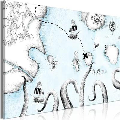Produktbild von Italienischer Leinwand Leinwandbild - Treasure Map (1 Part) Wide 30x20 cm Für Kinder e-A-0150-b-a