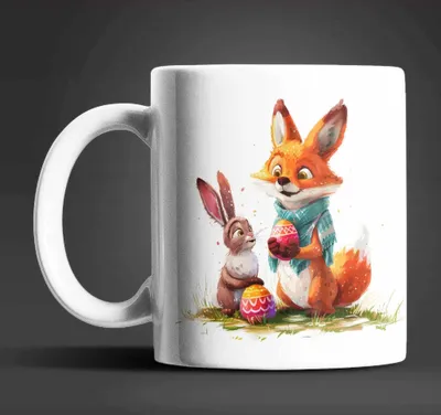 Produktbild von Ostern Fuchs und Hase Ostereier Kaffeetasse Teetasse Tasse Geschenkidee 330 ml