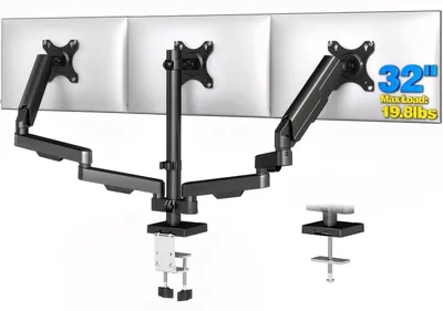Produktbild von Monitor Halterung für 3 Monitore 17-32 Zoll, 9 kg/Arm, VESA 75/100, Gasdruckfeder, C-Klemme/Durchtischmontage