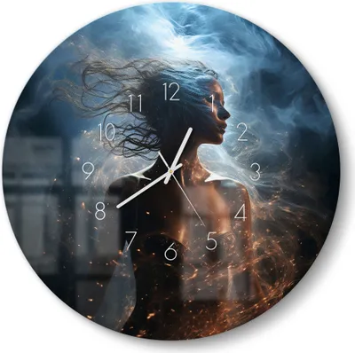 Produktbild von DEQOART Glasuhr Ø50 cm Zahlen 'Kosmische Eleganz' Wanduhr Glas Uhr Design leise Küchenuhr