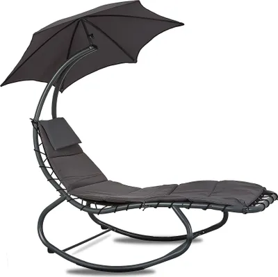 Produktbild von Linder Exclusiv Garten-Liegestuhl mit Sonnenschirm Grau