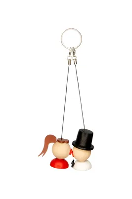 Imagen del producto de Miniatura de pareja de novios, con bombín/color marrón (juego de dos). Dimensiones: 2,5 x 4 x 4 cm. Producto nuevo