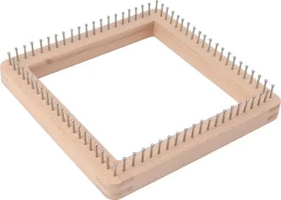 Obrázok produktu pre Mini štvorcový nástroj na pletenie s háčikmi Drevená háčkovacia doska na tkanie rohožky na vlasy deka ponožka 19,5x19,5 cm