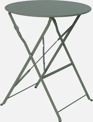 Produktbild von sweeek - Klappbarer Bistro-Gartentisch aus Stahl Ø 60 cm, 2 Personen - Khaki
