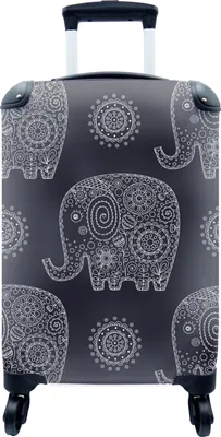 Produktbild von MuchoWow® MuchoWow® Koffer Handgepäck Trolley Rollkoffer Kleine Reisekoffer mit 4 Rollen - Muster - Elefant - Blumen - Cabin Size < 55x40x23 cm & 55x40x20 cm - Fotokoffer - Kabinenkoffer - Boardgepäck