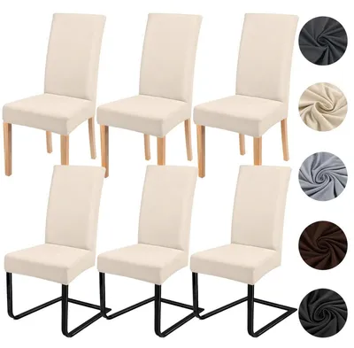 Produktbild von Stuhlhussen 6er Set für Schwingstühle, Stretch, abnehmbar, waschbar, Beige