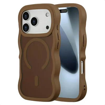 Image de Selencia Wavy Backcover avec MagSafe pour Apple iPhone 17 Pro - Mocha Brown