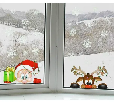 Immagine prodotto di Adesivi statici natalizi, rosso, Babbo Natale, pupazzo di neve, fiocco di neve, renna, fai da te, vinile, rimovibili