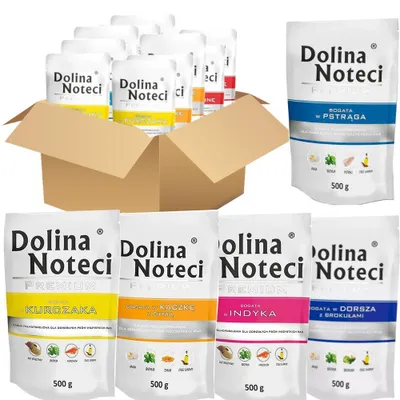 Zdjęcie produktu dla Mokra karma dla psa Saszetka DOLINA NOTECI PREMIUM Mix 5 Smaków 30x500g