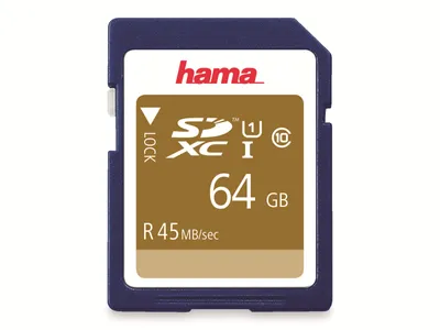 Produktbild von Hama 00114944, 64 GB, SDXC, Klasse 10, UHS, 45 MB/s, Schwarz