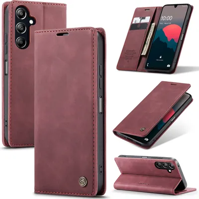 Produktbild von Hülle für Samsung Galaxy A16 Retro Kunstledertasche mit Standfunktion Schutzhülle Rot
