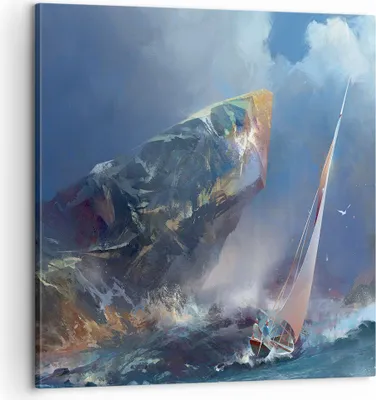 Produktbild von Bild auf Leinwand - Leinwandbild - Meer Segelboot - 60x60cm - Wand Bild - Wanddeko - Wandbilder - Leinwanddruck - Bilder - Kunstdruck - Wanddekoration - Leinwand bilder - Wandkunst - AC60x60-3923