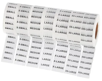 Productafbeelding van 1750 Stuks Etiketten voor Kledingmaat 127 × 32 mm Zwart/Wit