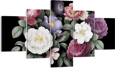 Produktbild von Bild auf Leinwand - Leinwandbild - 5 Teile - Blumen Blumenstrauß Komposition - 125x70cm - Wand Bild - Wanddeko - Wandbilder - Leinwanddruck - Bilder - Wanddekoration - Leinwand bilder - EA125x70-5032