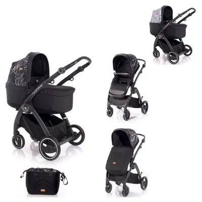Produktbild von Lorelli Kinderwagen 2 in 1 California Babywanne Sportsitz Alurahmen Wickeltasche schwarz