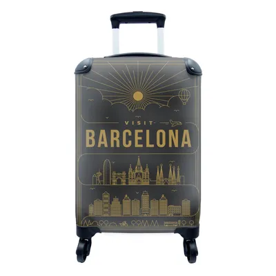 Produktbild von MuchoWow® Koffer Handgepäck Trolley Rollkoffer Kleine Reisekoffer mit 4 Rollen - Stadtbild Barcelona - schwarz - Cabin Size < 55x40x23 cm & 55x40x20 cm - Fotokoffer - Kabinenkoffer - Boardgepäck - Reise-Box - Reisekoffer - Reisegepäck - Koffer mit Bild - Trolley für Kinder